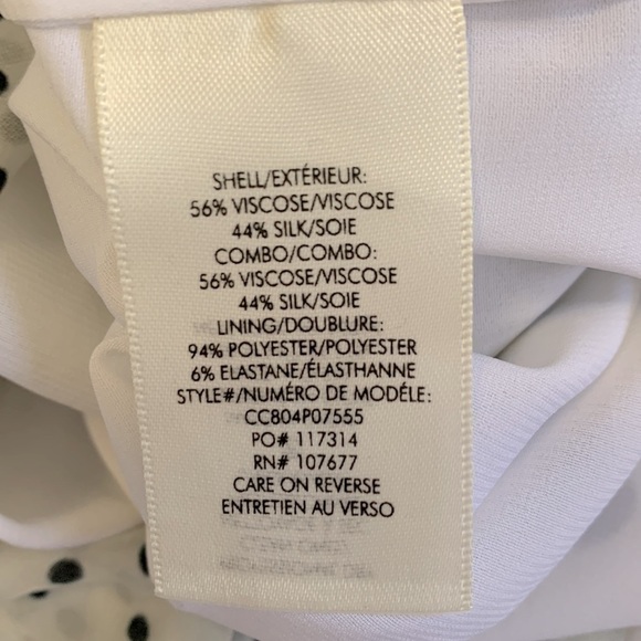 Nwt Alice + Olivia black and white silk marble polkadot faux wrap high-low dress - Picture 8 of 8